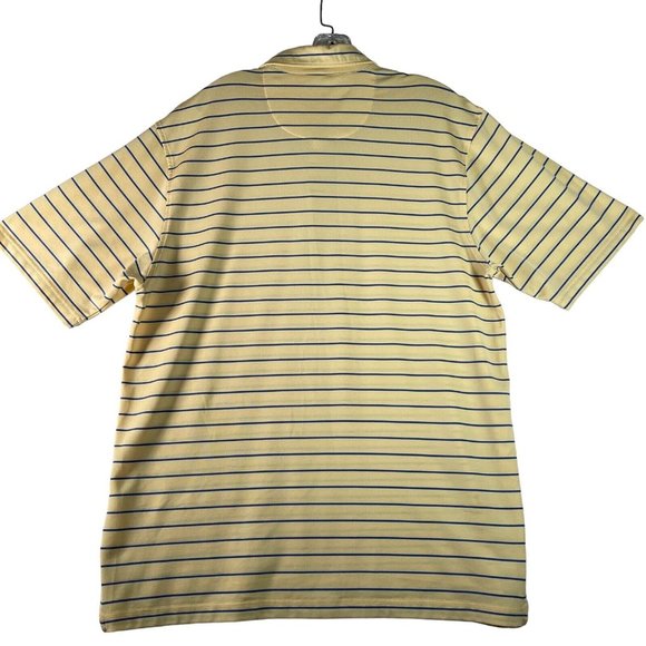 Fairway & Greene Mens Golf Polo Shirt Size L Yellow Blue Striped Short Sleeve‎ - Picture 2 of 7